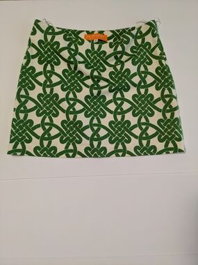 CK Bradley Green & White Printed Mini Skirt. 70's look.